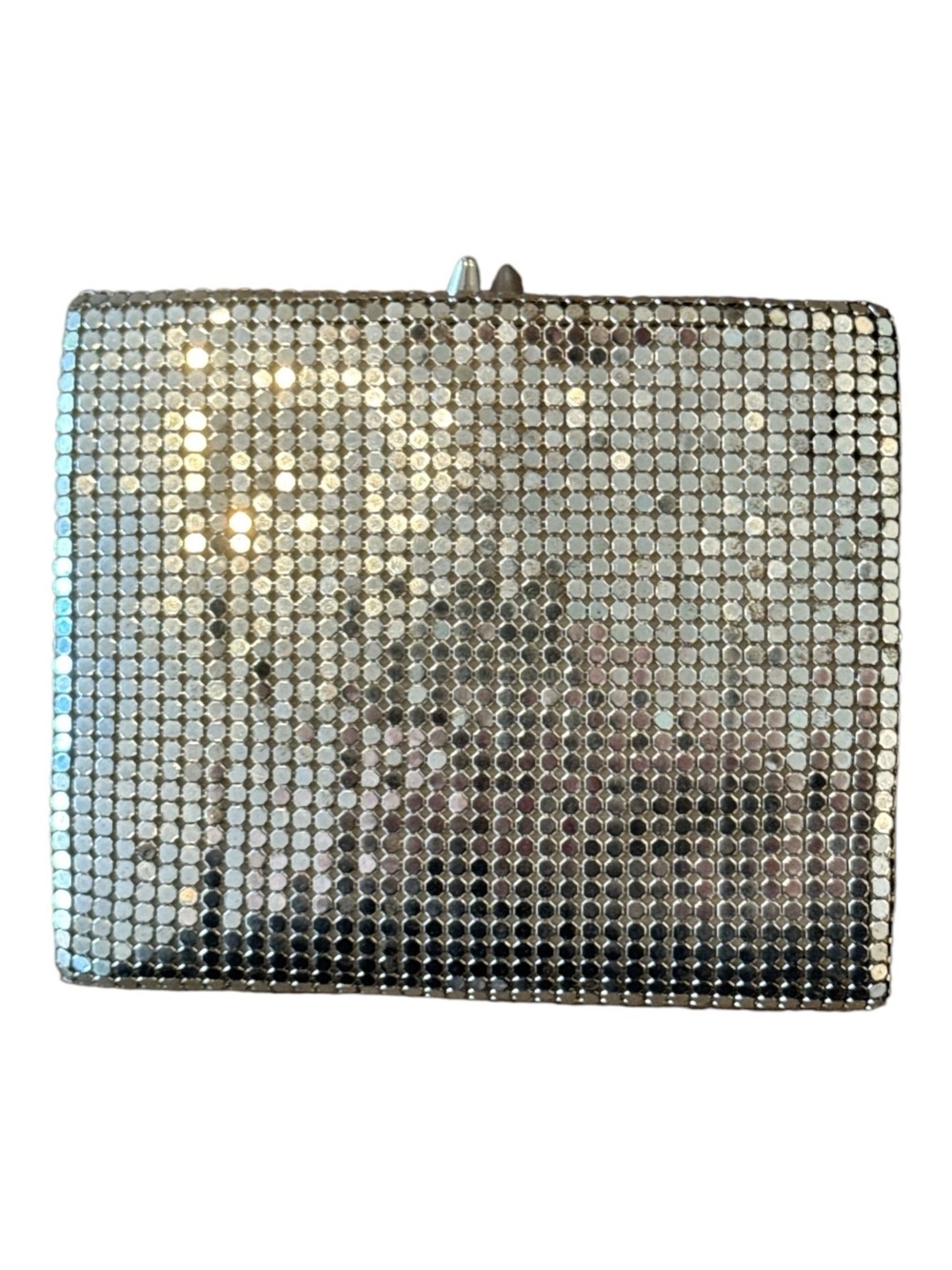 Vintage Silver Mesh Wallet Kiss Lock Coin Purse Card Holder Clutch